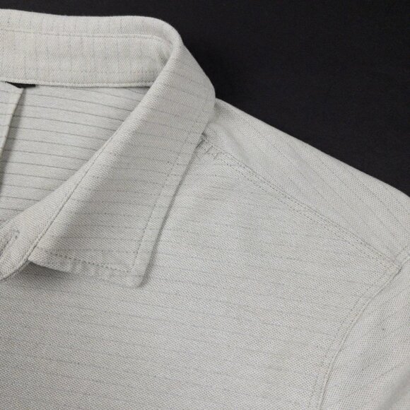 Lululemon Evolution Polo Men's Fits Small Light Gray Striped Stretch Shirt - Picture 7 of 12